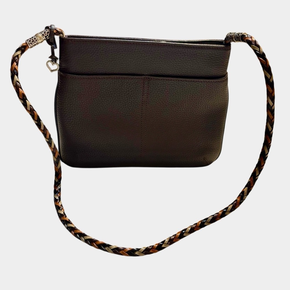 NEW Brighton Barbados Bag Leather Dark Brown Crossbody / Shoulder Braided Strap - Picture 3 of 16